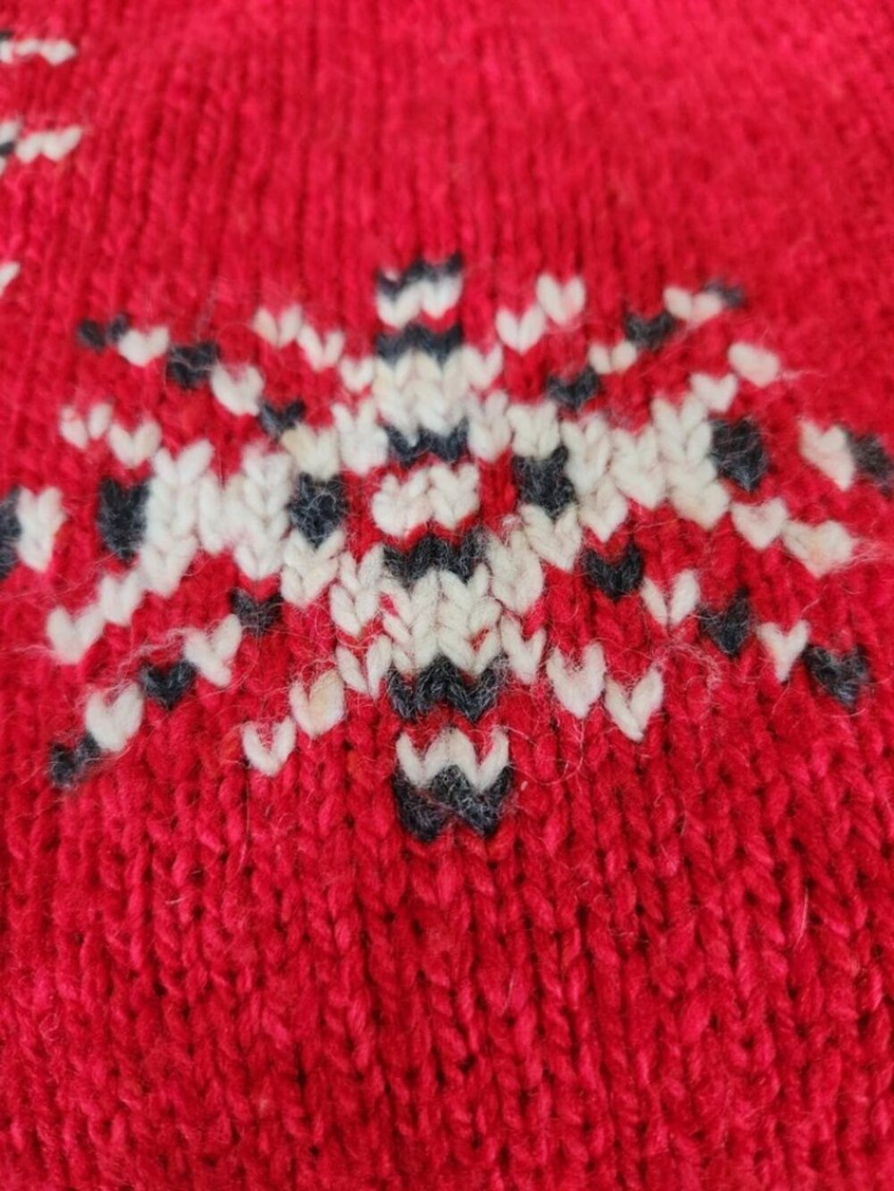 Vintage 90's LizWear Liz Claiborne Red Chunky Knit Ski Sweater W/Snowflakes Sz L - Picture 14 of 15